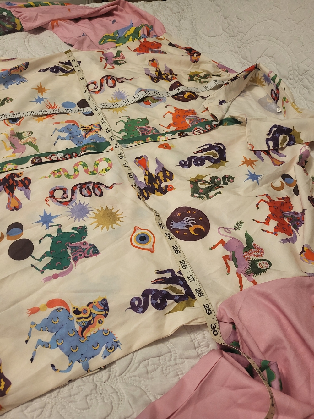 Whimsical Celestial Print Button-Front Maxi Dress - Cream & Pink 6XL - Picture 5 of 10